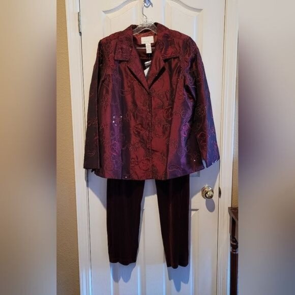 New Susan Graver jacket top pants Velvet XL party formal QVC - Picture 1 of 7
